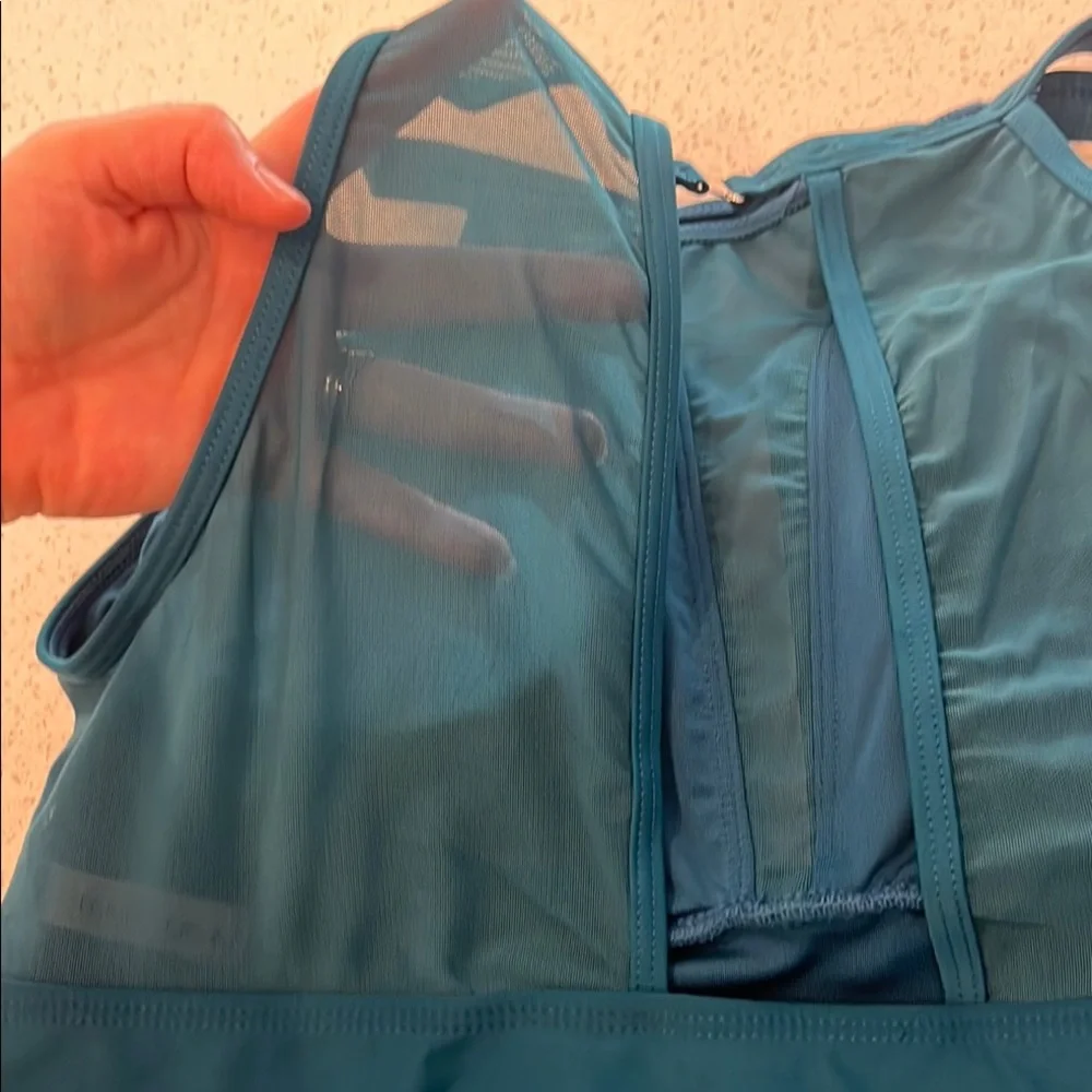 Tempt Me Teal One-Piece Swimsuit With Sheer Back Size 18W NWT - Picture 9 of 11